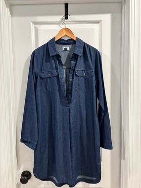 Old Navy Dark Blue Denim Button-Up Tunic